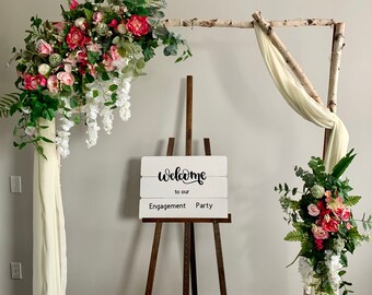 Pink & White Silk Flower Wedding Arch Swag Set