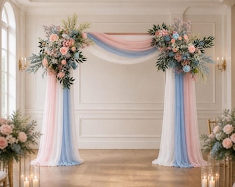 Blush & Dusty Blue Wedding Arch Flowers, Muted Pastel Arch Swag, Corner Floral Arrangement Set, Garden Wedding Decor, Ceremony Backdrop