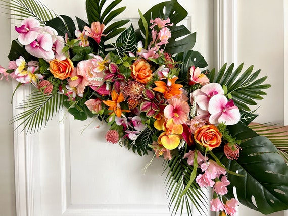 Tropical Wedding Arch Flowers/corner Swag &tieback Made With 