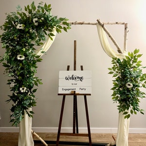 Greenery swag & tieback for wedding arches with eucalyptus, willow leaves, anemones/Silk flowers wedding backdrop/Faux flowers wedding arbor