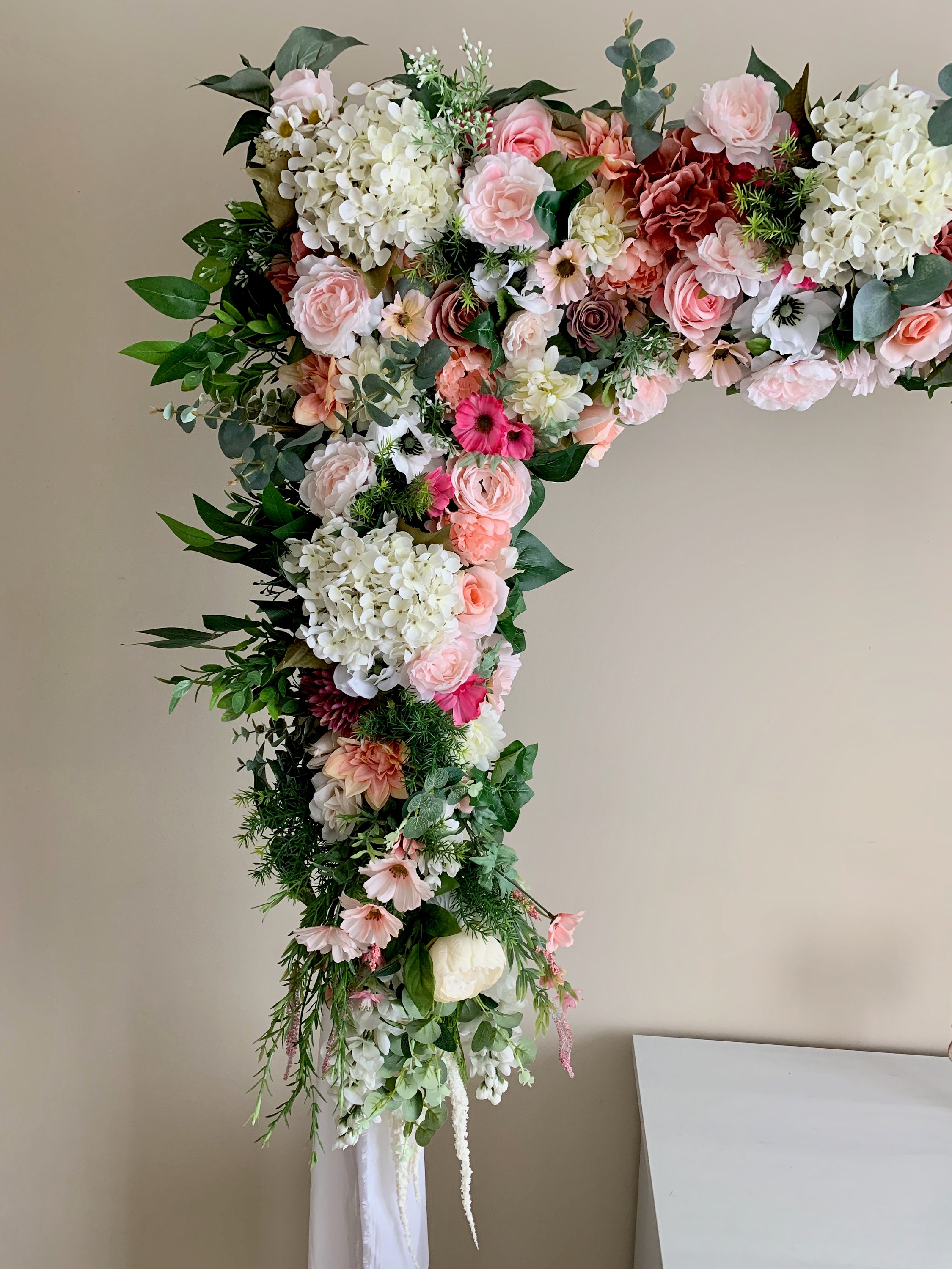 Blush Pink Wedding Arch Flowers/silk Flowers Corner Swag and | Etsy