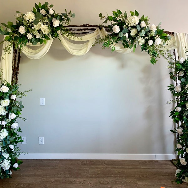 4pcs Stand up Wedding arch arrangement with silk flowers/Silk flowers backdrop/Wedding Arbor flowers/Archway flowers party decor/Aisle decor