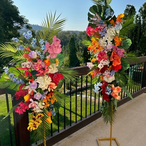 Tropical wedding arch flowers/Tropical swag with silk flowers/Tropical archway arrangement/Tropical arbor decor/Tropical Wedding backdrop