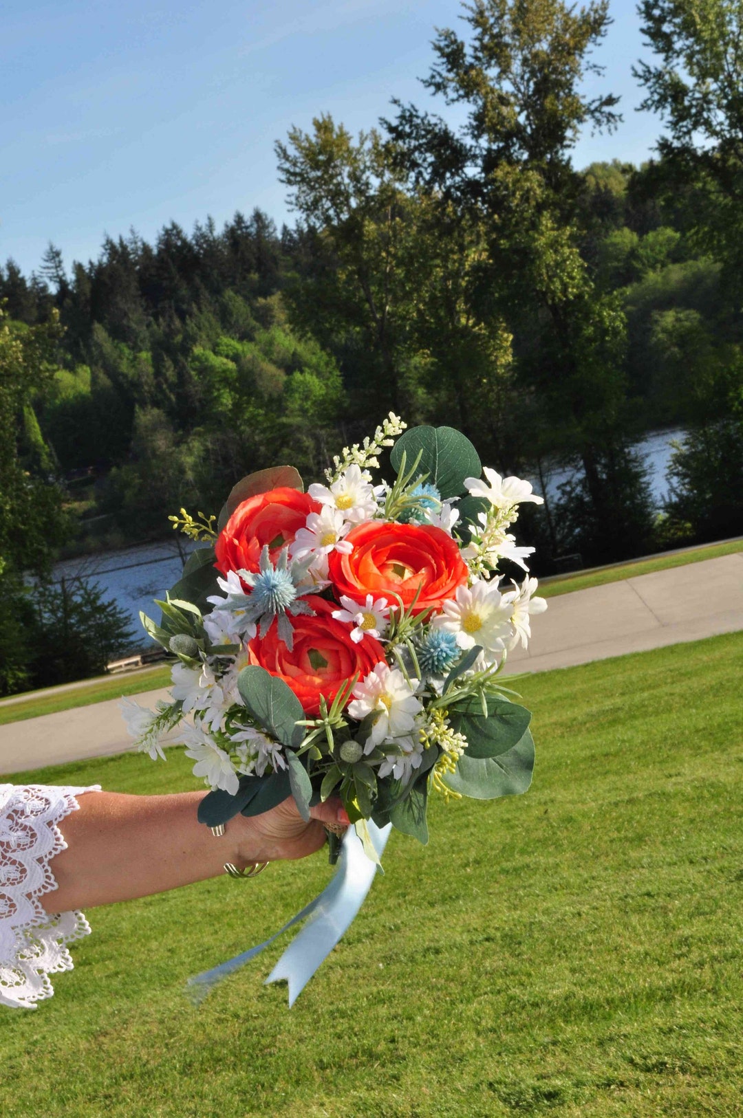 Silk Wildflowers Bridal Bouquet Ranunculus and Daisies Etsy