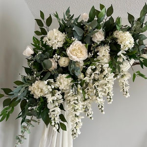 White Wedding arch flowers/Swag & tieback/White Wedding backdrop decor/Silk flowers wedding arbor/Artificial flowers wedding arrangements