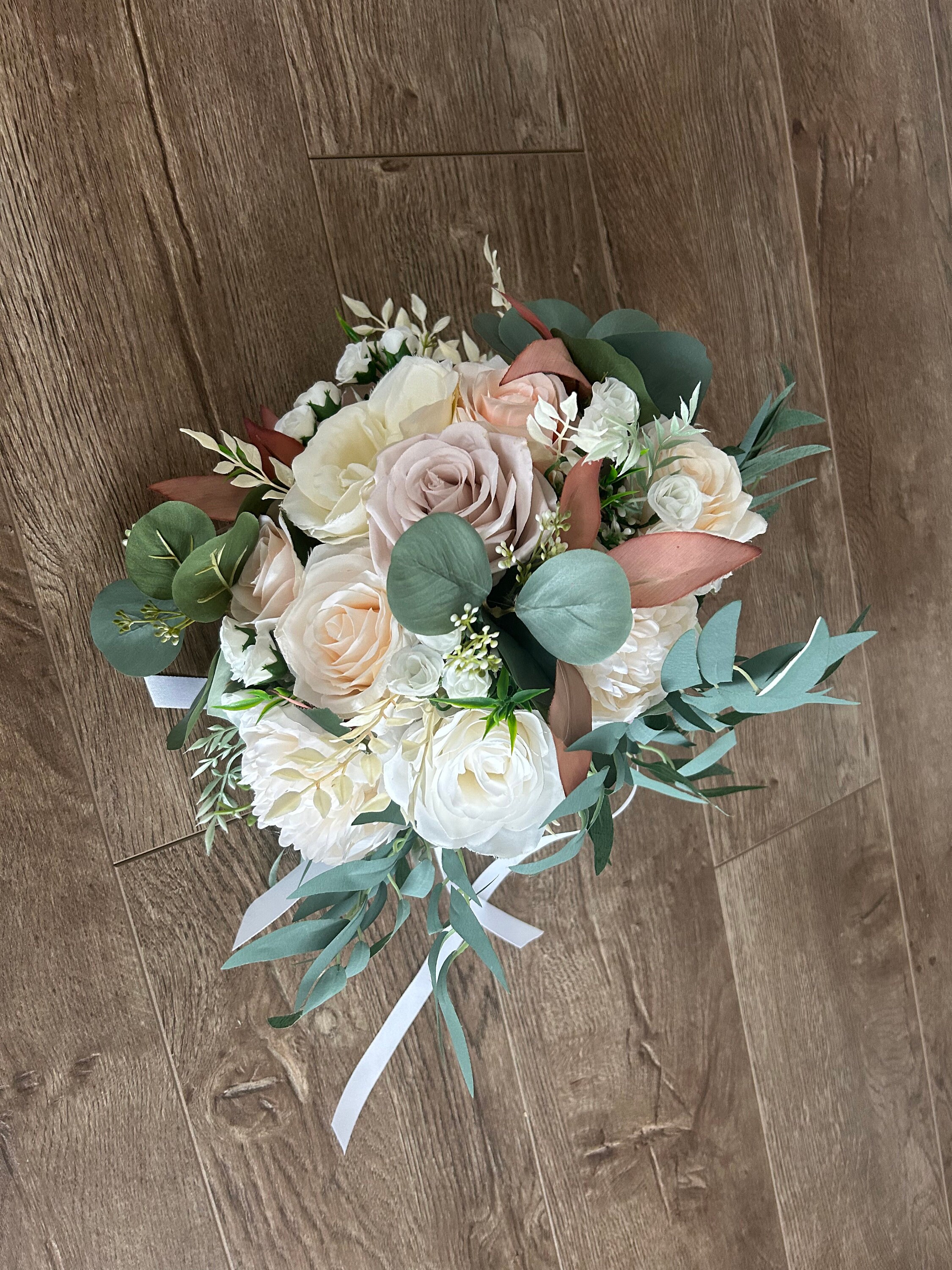 Fall Neutral Wedding Flower Package, Bridal Bouquet, 2 Bridesmaid