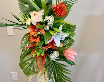 Tropical Wedding Arch Flowers/corner Swag &tieback Made With 