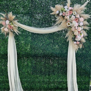 Pale pink wedding arch flowers/Boho arch arrangement/Pampas grass wedding arbor/Corner swag silk flowers/Wedding decor/Wedding backdrop