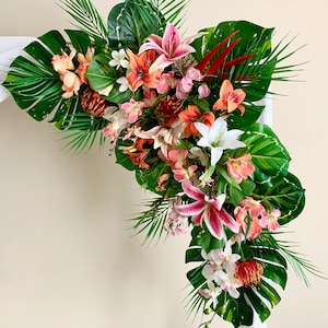 Tropical Wedding Arch Flowers/corner Swag &tieback Made With - Etsy