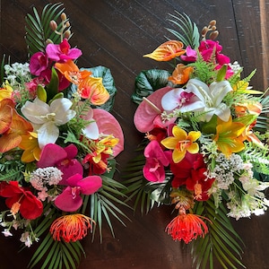 Tropical wedding arch arrangement made with silk flowers/Tropical arch swag/Tropical door/wall arrangement/Tropical arbor/Wedding backdrop