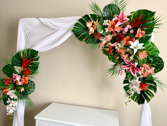 Tropical Wedding Arch Flowers/corner Swag &tieback Made With 
