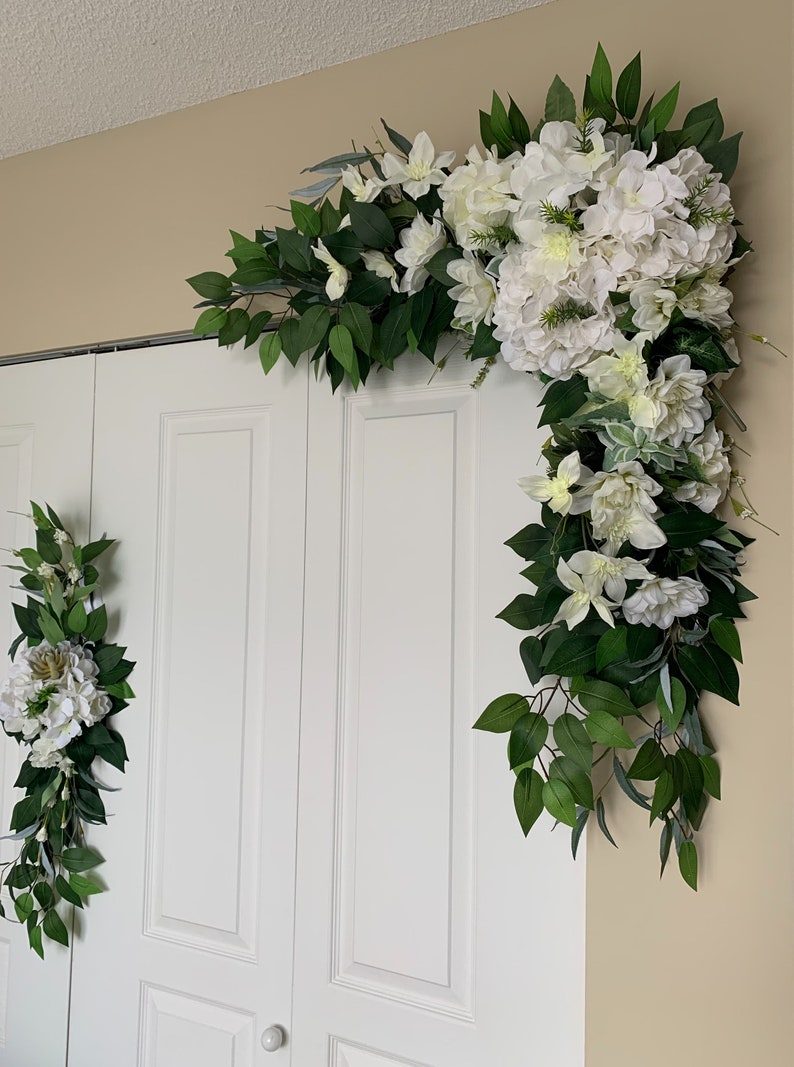 2pcs Wedding arch silk flowers/Corner swag and tieback/Wedding Etsy