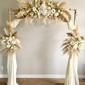 Pampas Grass Wedding Arch Arrangement, Silk Flowers Boho Decor image 10