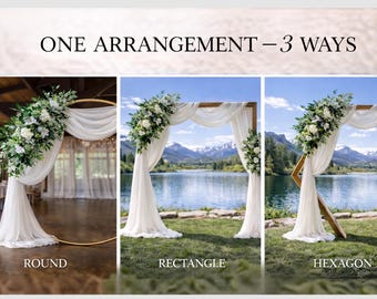Magnolia Wedding Arch Flowers Set |White & Green Arch Swag |2 Piece Floral Arrangement |Ceremony Backdrop Decor|Round Hexagon Rectangle Arch
