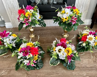 Tropical table centrepieces/Wedding table arrangement with bright tropical silk flowers/Wedding flower ball/Aisle flowers/Table decoration