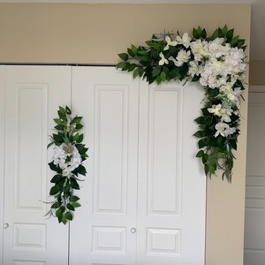 2pcs Wedding arch silk flowers/Corner swag and tieback/Wedding backdrop/Wedding arbor flowers/Ceremony arch swag/ Wedding garland