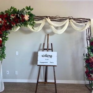 Red & Burgundy Wedding arch flowers/Silk flowers Wedding arbor/Burgundy backdrop/Corner swag/Wedding arch arrangement/Burgundy wedding decor