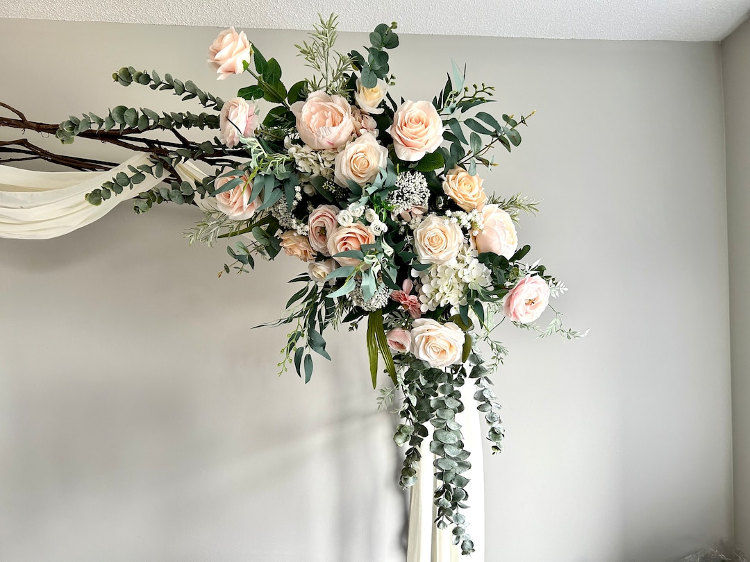 2pcs Wedding Arch With Blush Silk Flowers/arch Arrangement/wedding ...
