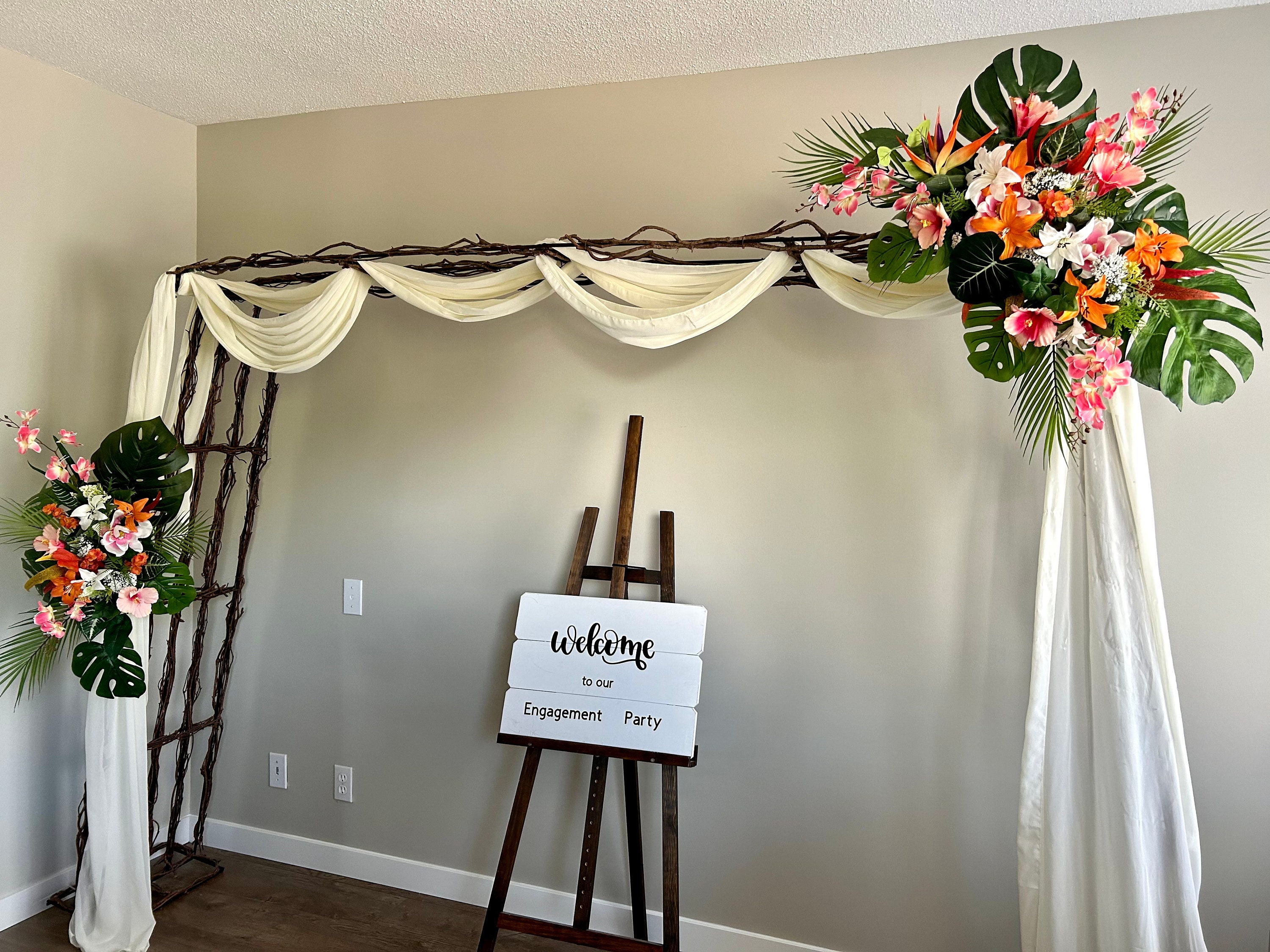 Tropical Wedding Arch Flowers/corner Swag &tieback Made With 