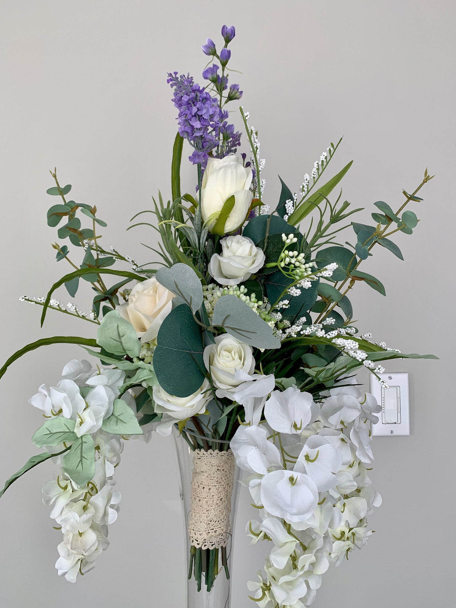 Wisteria and Eucalyptus Wedding Bouquet/silk Bridal Bouquet Etsy Canada