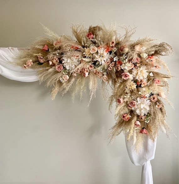 Pampas Grass Wedding Arch Arrangement - Boho Corner Swag