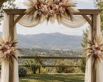 Brown Tan Blush Terracotta Wedding Arch Flowers, Boho Pampas Floral Swag, Cream Beige Wedding Arch Decor, Rustic Ceremony Flowers