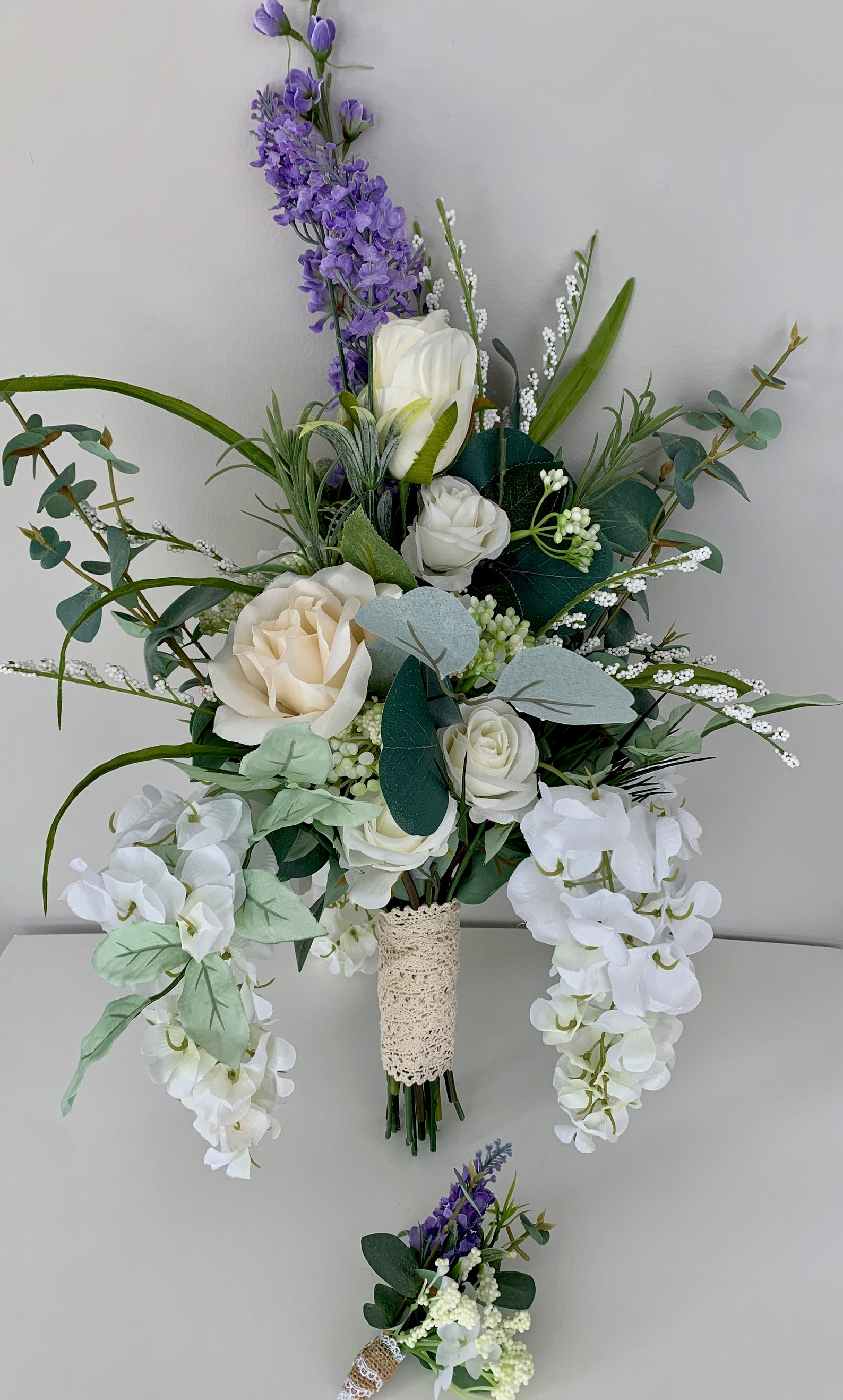 Wisteria and Eucalyptus Wedding Bouquet/silk Bridal Bouquet Etsy Canada