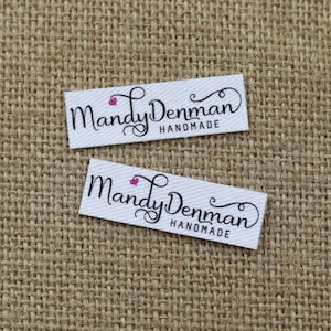 120 pieces Custom logo labels, Name iron on label, Custom Clothing tags, Organic Cotton Labels