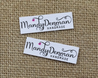 120 pieces Custom logo labels, Name iron on label, Custom Clothing tags, Organic Cotton Labels