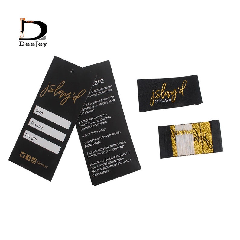 custom logo woven wigs label swing tags hair bundles wrap matching private labels for wigs image 5