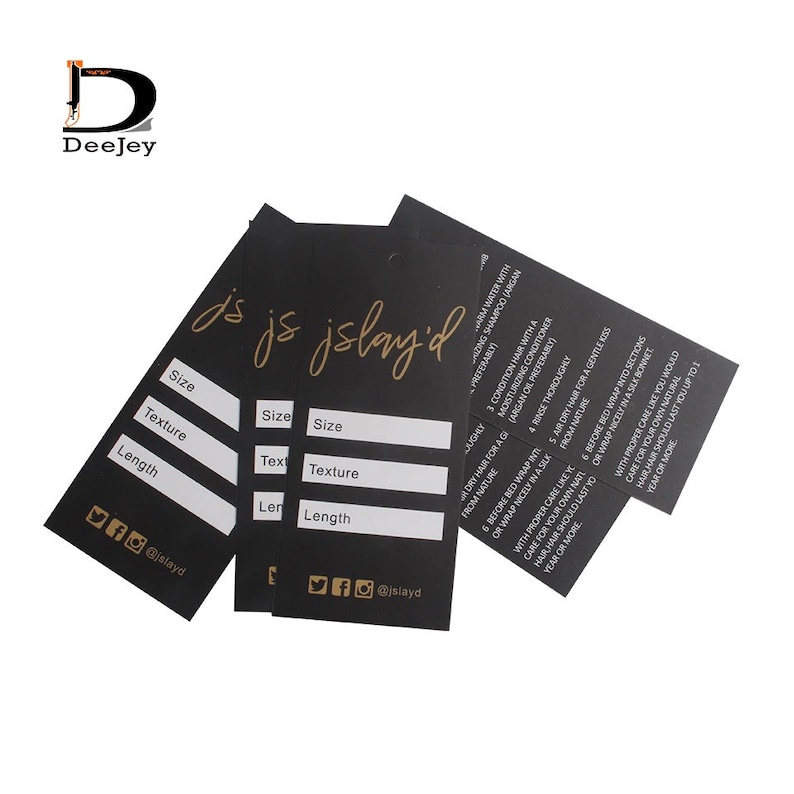 custom logo woven wigs label swing tags hair bundles wrap matching private labels for wigs image 2