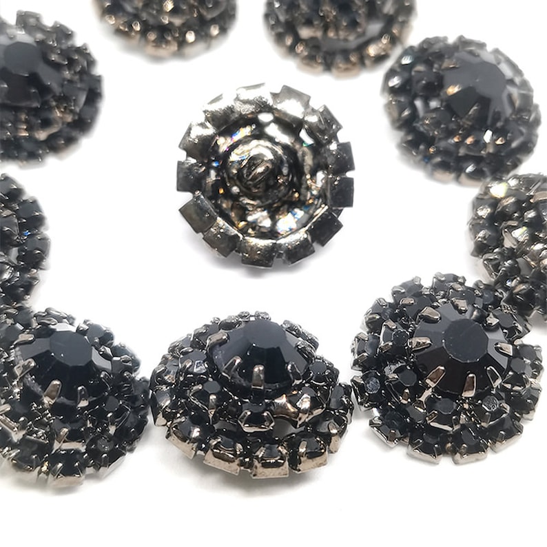 High Quality Black Rhinestone Buttons of Clothing Elegant Handmade ...