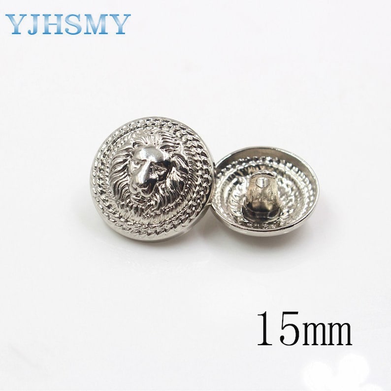 10pcs/Lot Dia 15/18/22/25mm,Gold&silver Color,Metal lion style Buttons, garment accessories DIY materials image 4