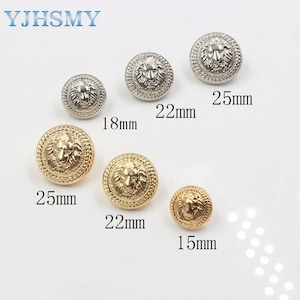 10pcs/Lot Dia 15/18/22/25mm,Gold&silver Color,Metal lion style Buttons, garment accessories DIY materials image 1