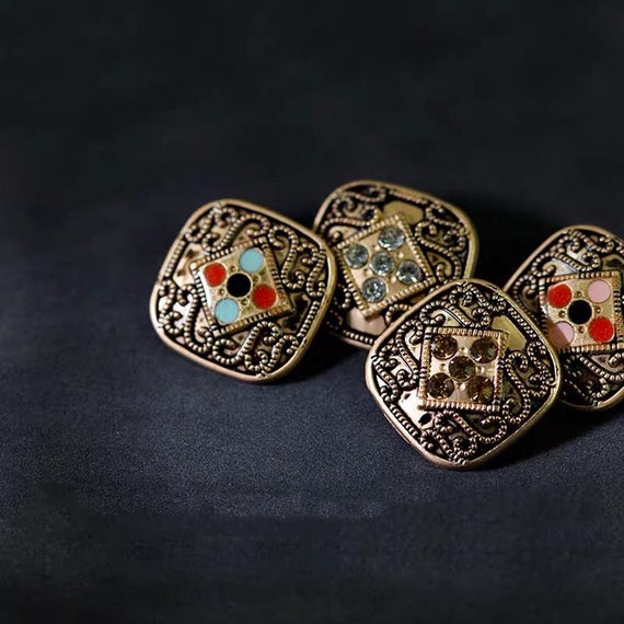 10pcs/lot Retro Square Sewing Buttons Clothing Decoration Etsy