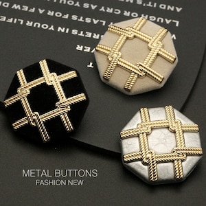 6pcs Gold Metal Black Design Suit Button for Clothing Fabric Women Coat Sweater Cardigan Sewing Needlework Pop Tide 18 22 25mm