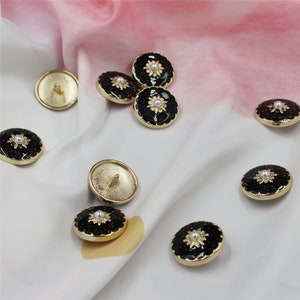 10 pezzi bellissimi bottoni in perla per cappotto, vestiti da donna, accessori decorativi, bottoni in metallo nero, spedizione gratuita