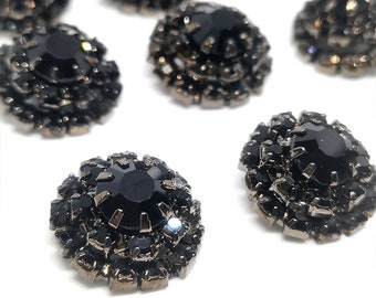 High Quality Black Rhinestone Buttons Of Clothing Elegant Handmade Decor Metal Button Of Women Coat Sewing Accessories DIY 6pcs