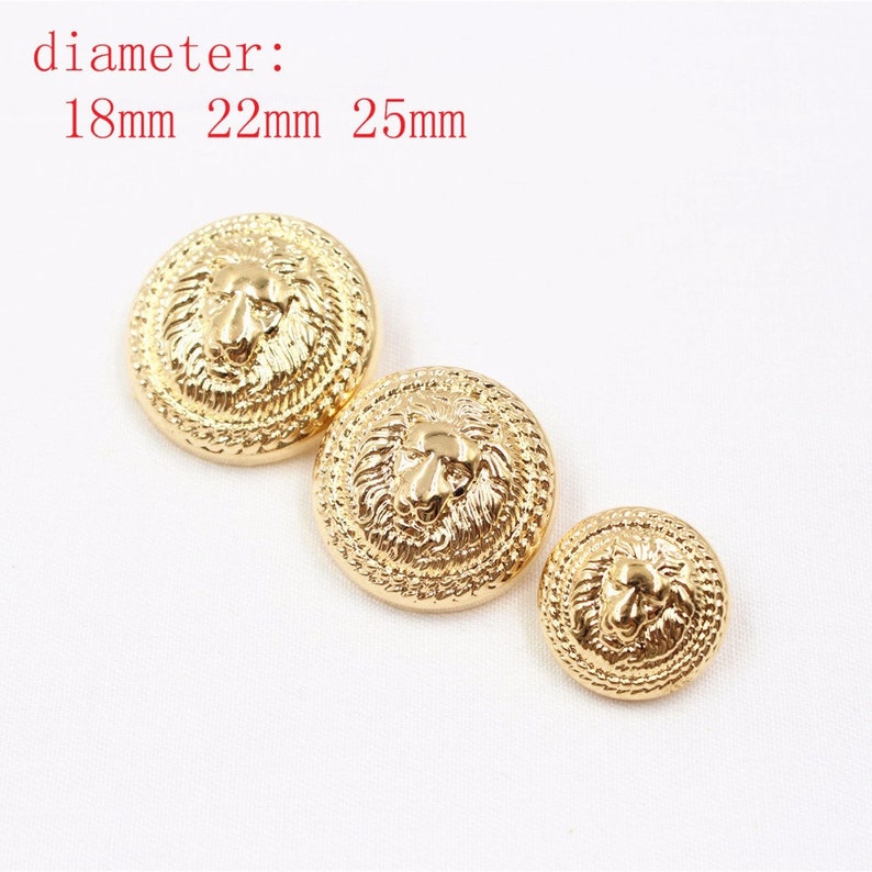 10pcs/Lot Dia 15/18/22/25mm,Gold&silver Color,Metal lion style Buttons, garment accessories DIY materials image 2