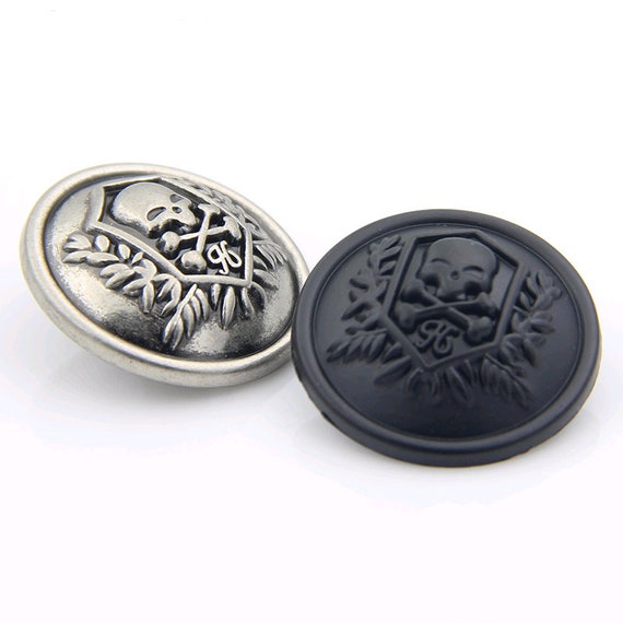 20pcs Metal Buttons 12 25mm Skull Head Buttons Antique Silver