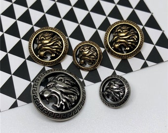 Classic Lion Head Design Retro Clothes Buttons Fashion Round Metal Coat Jacket Buttons Sewing Accessories Buttons for Clothing