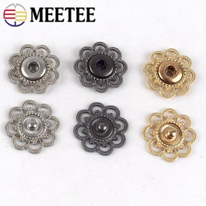 10sets Hollow Metal Snap Buttons 22/25mm Fastener Press Stud Buckle DIY Coat Clothes Sewing Application Accessories