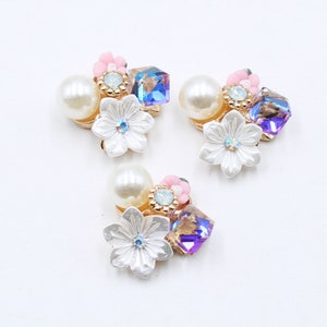10 pçs 21mm sinfonia vidro strass flor botões para fazer cartão diy presente de casamento caso buquê centro decoração acessórios