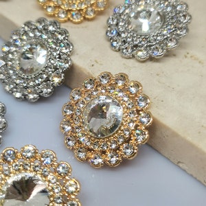 23MM Large Rhinestone Flower Buttons Of Clothing Wholesale Fashion Luxury Big Diamond Decor Button For Women Sewing Needlework