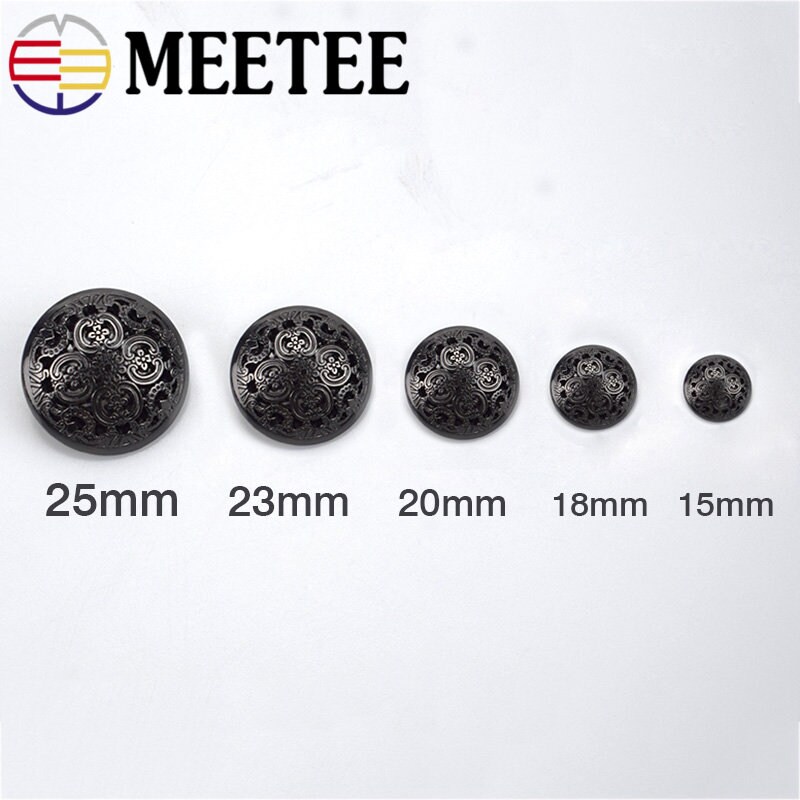 20Pcs Meetee 15/18/20/23/25mm Hollow Metal Buttons Round Coat