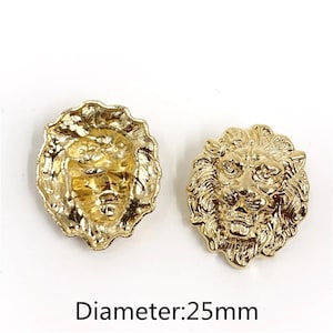 10個/ロット ライオンヘッド メタルボタン ゴールド セーター コート 装飾 シャツ ボタン アクセサリー DIY JS-0075