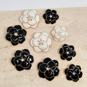 Vintage camélia double couche boutons en métal accessoires de couture décoration luxe bouton de couture bricolage