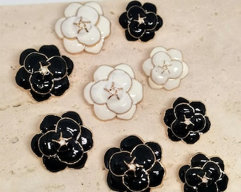 Vintage Camellia Double Layers Metal Buttons Sewing Accessories Decoration Luxury DIY Needlework Button
