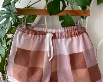 Buffalo checkers cotton flannelette woman pyjama shorts / Family Matching Buffalo checkers cotton flannelette pj shorts