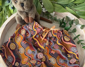 Aboriginal art print cotton  baby/ toddler/ child shorts and matching bibs